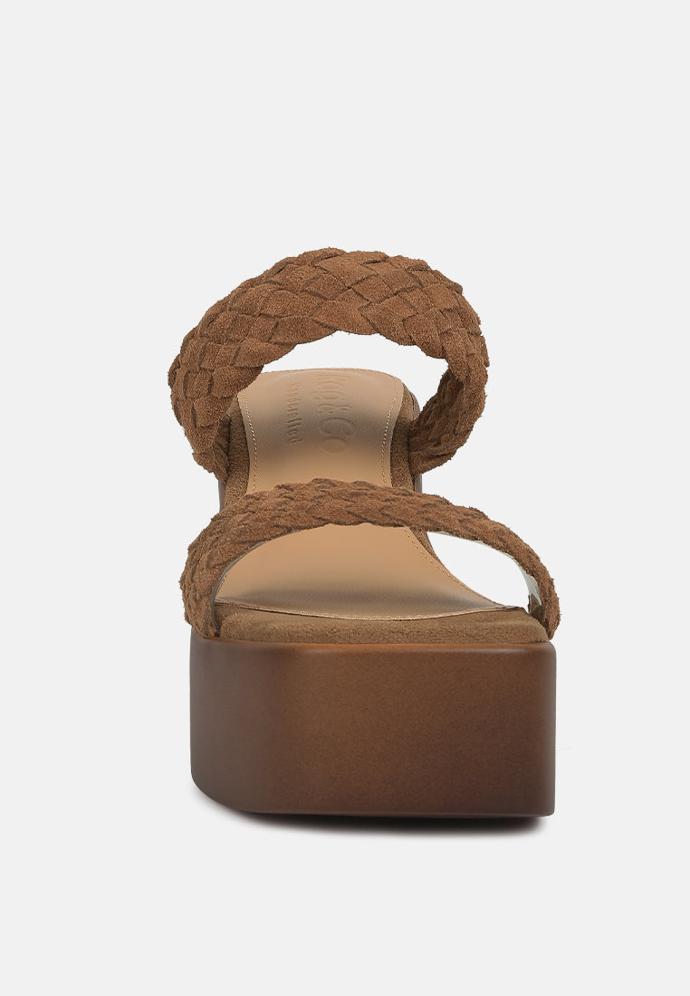 Misaki Woven Suede Strap Platform Sandals - Tigbul's Variety Fashion Shop