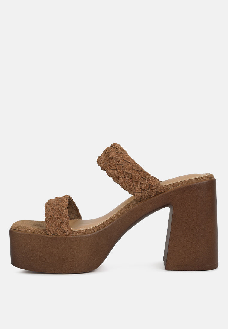 Misaki Woven Suede Strap Platform Sandals - Tigbul's Variety Fashion Shop