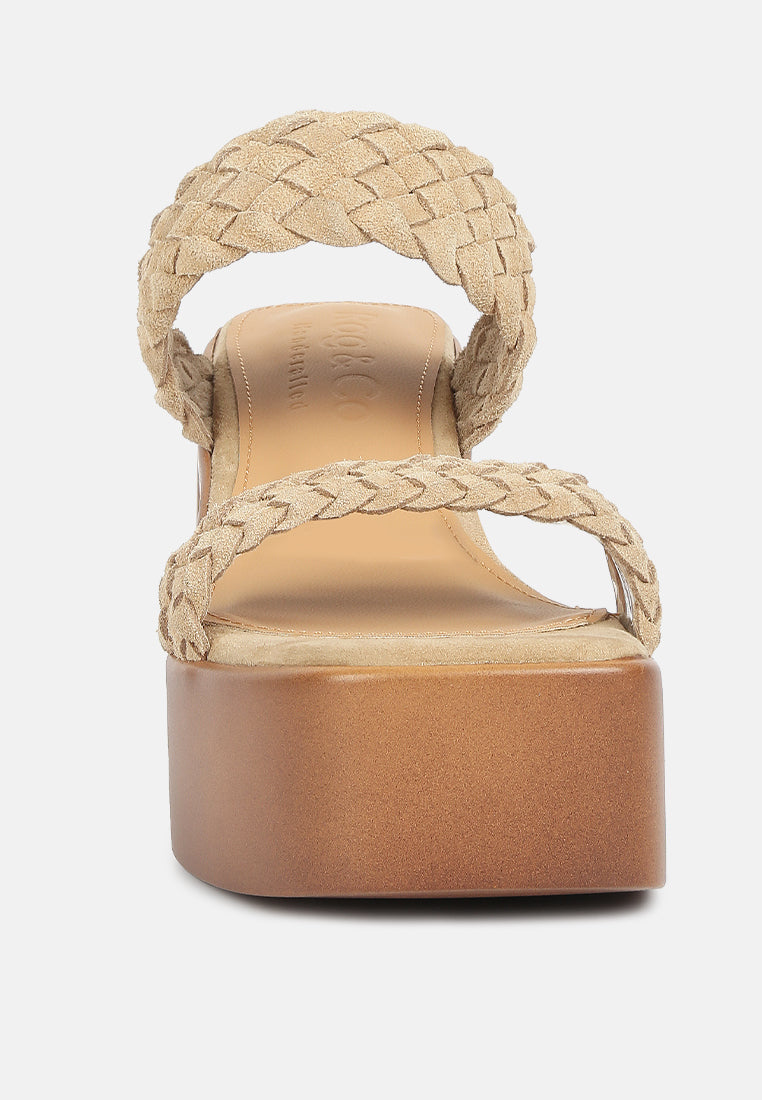 Misaki Woven Suede Strap Platform Sandals - Tigbul's Variety Fashion Shop