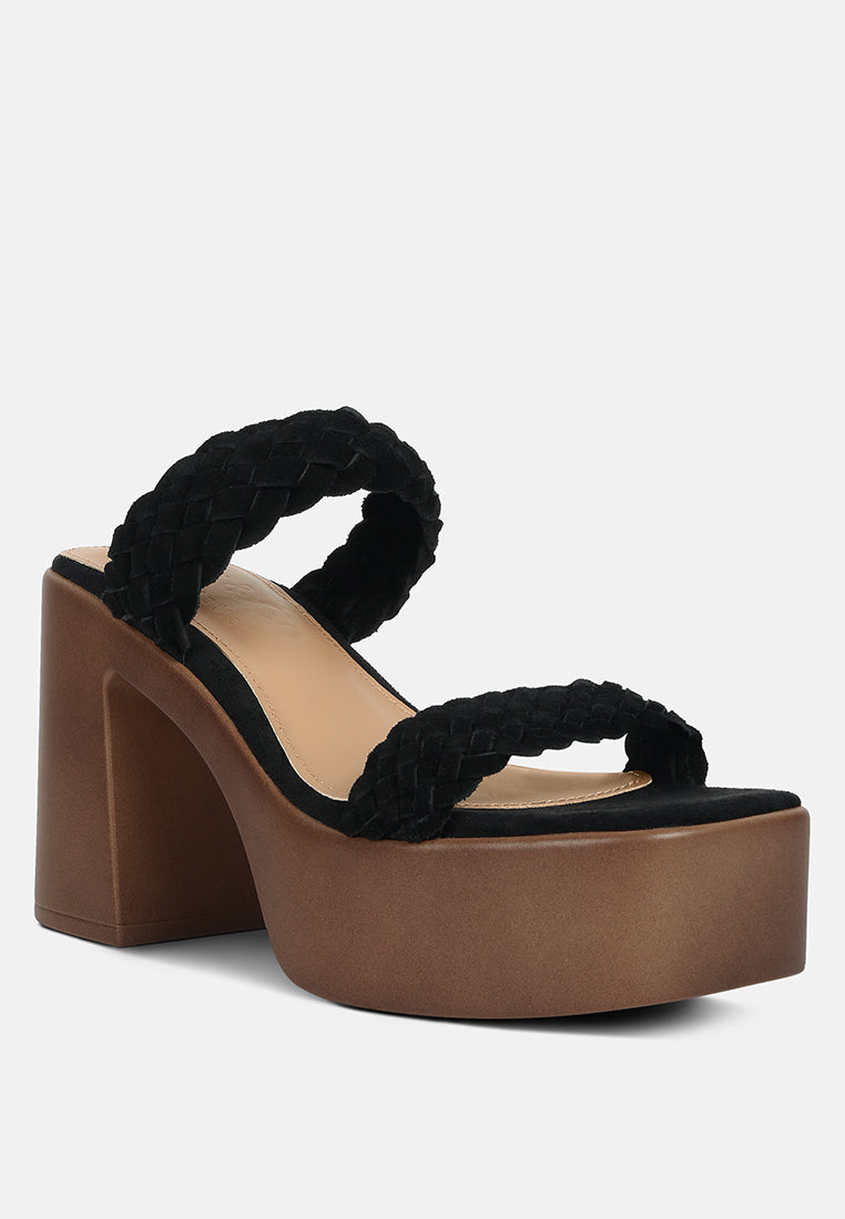 Misaki Woven Suede Strap Platform Sandals - Tigbul's Variety Fashion Shop