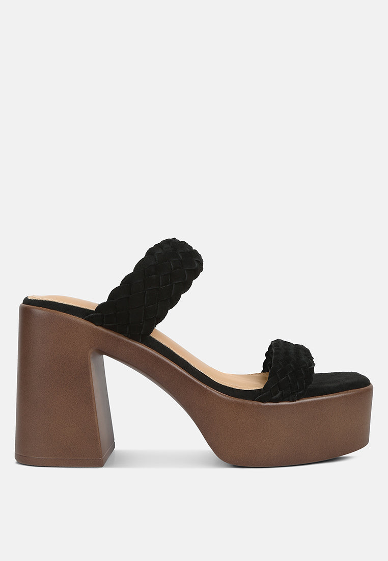 Misaki Woven Suede Strap Platform Sandals - Tigbul's Variety Fashion Shop