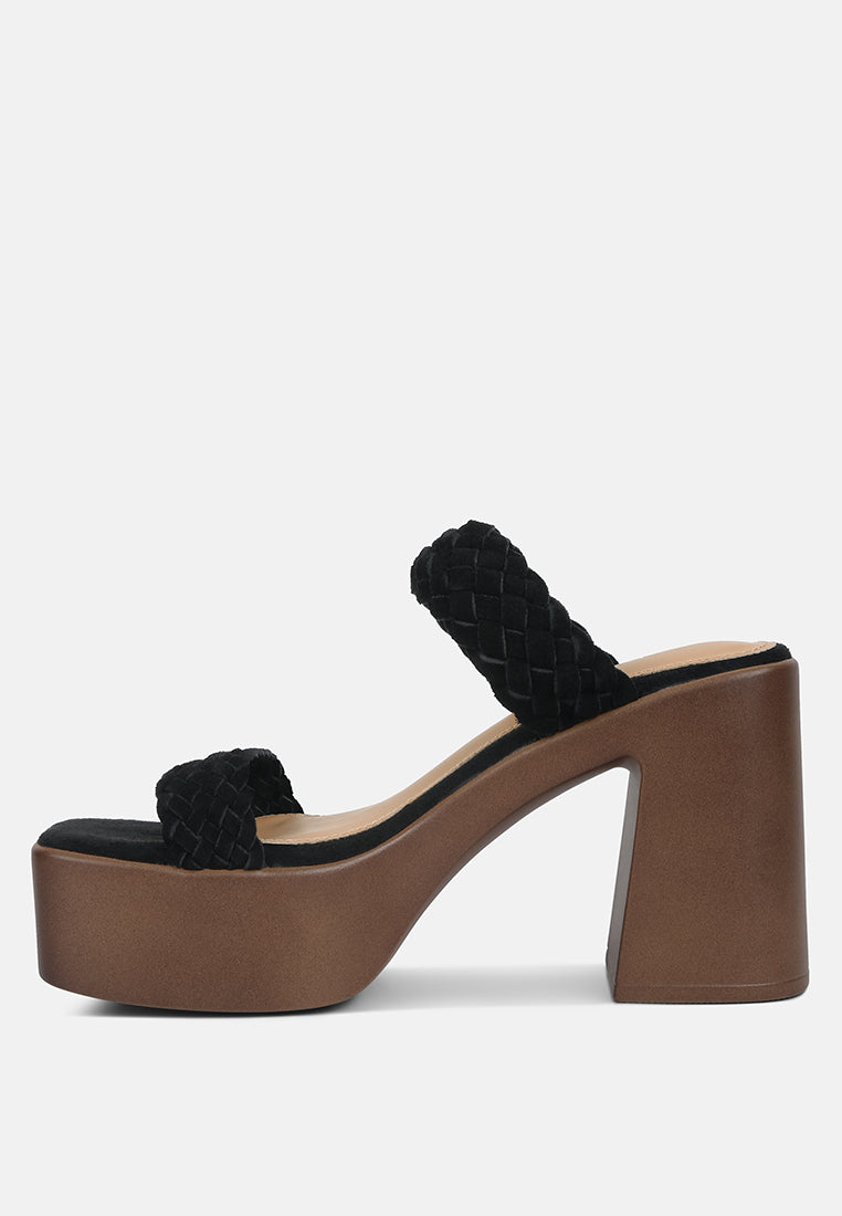 Misaki Woven Suede Strap Platform Sandals - Tigbul's Variety Fashion Shop