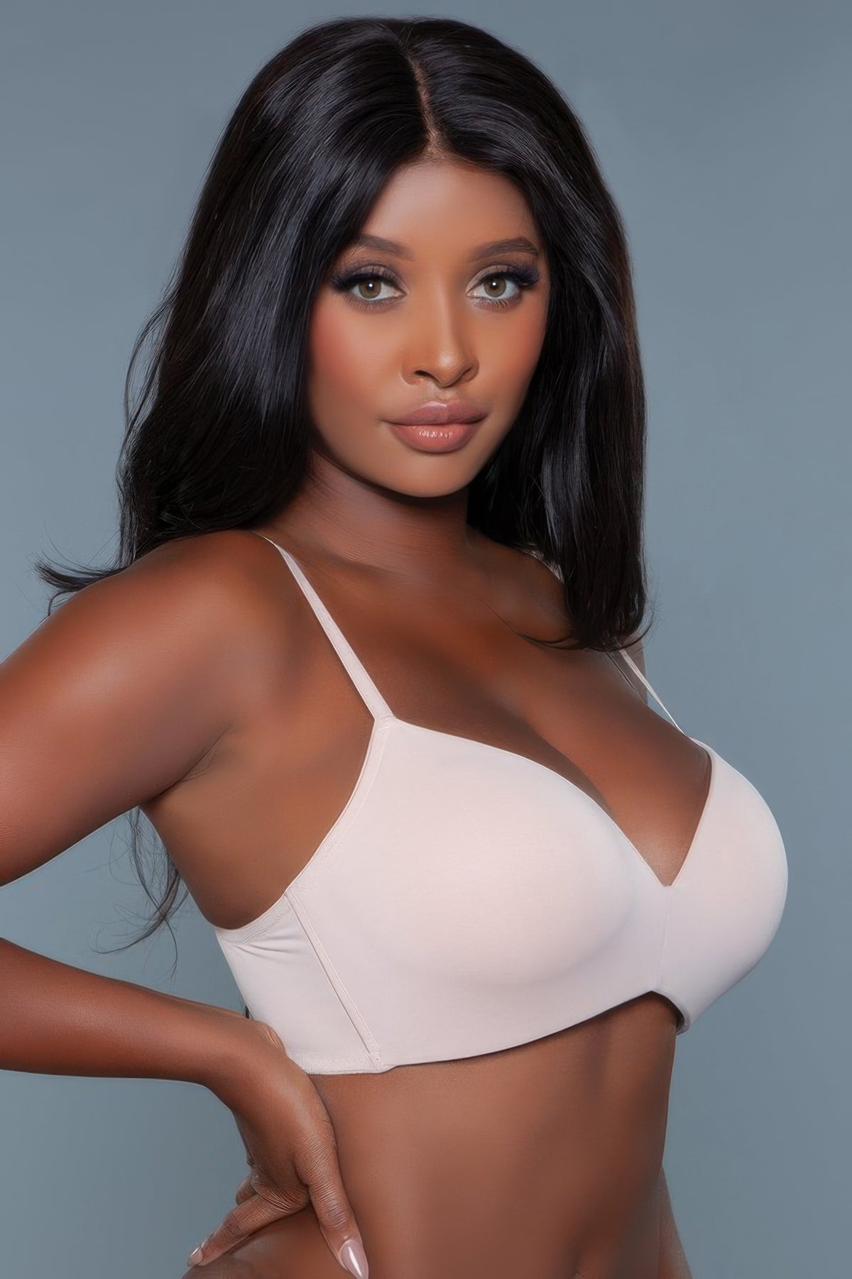 Miss Me Bra talla 36, color nude, sujetador con escote en V y tirantes ajustables