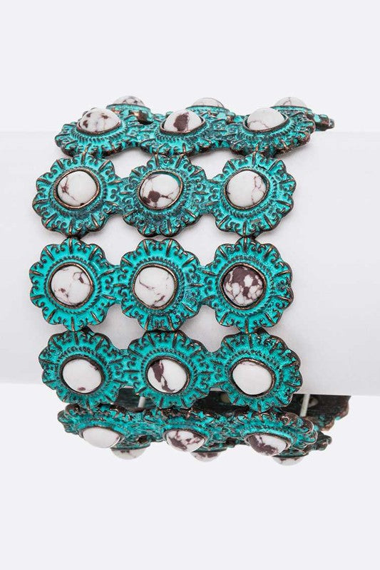 Mix Tone Stone Embellished Western Bracelet - Tigbul's Variety Fashion Shop