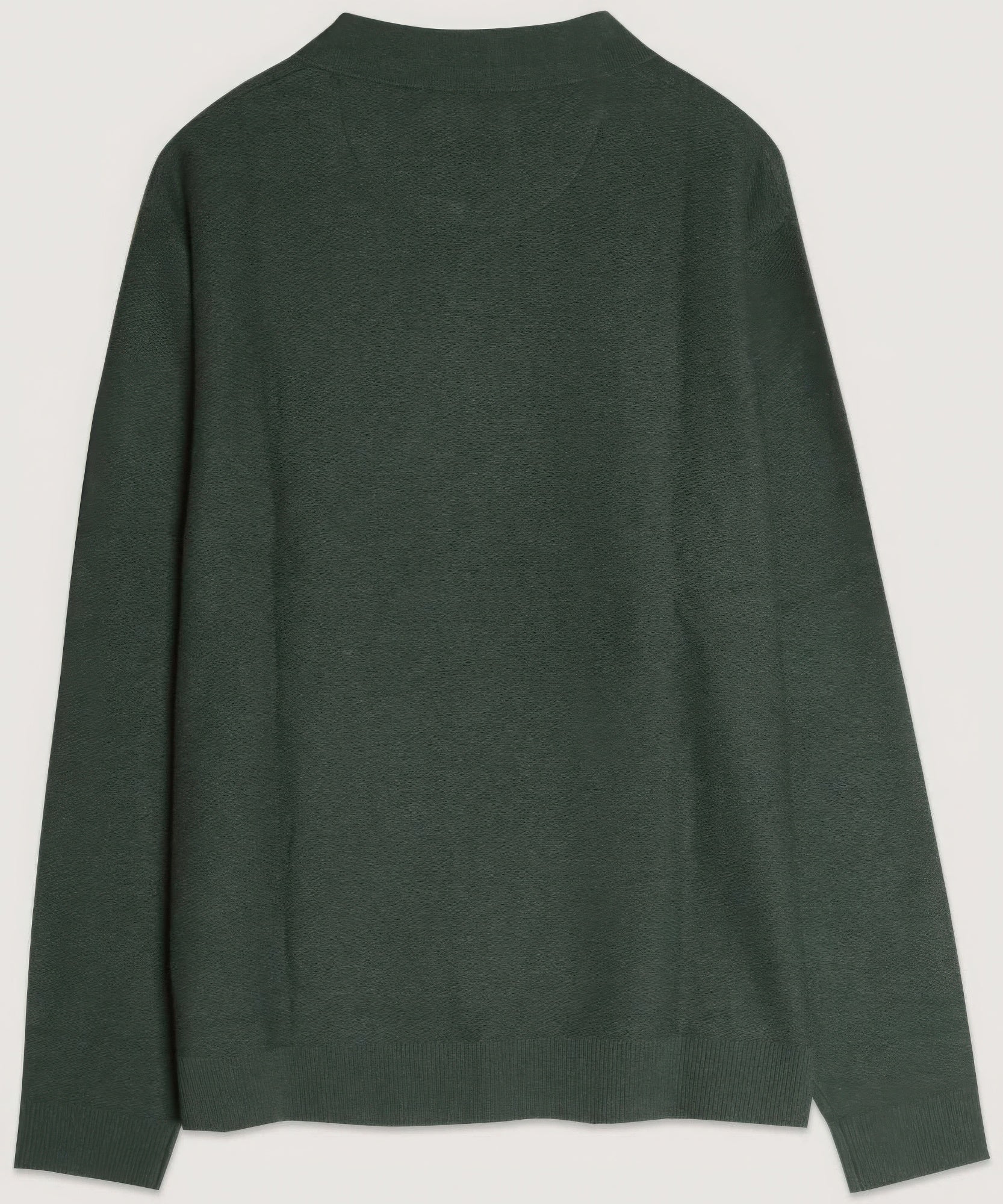 Modern Johnny Sweater in dark green, back view with long sleeves knit