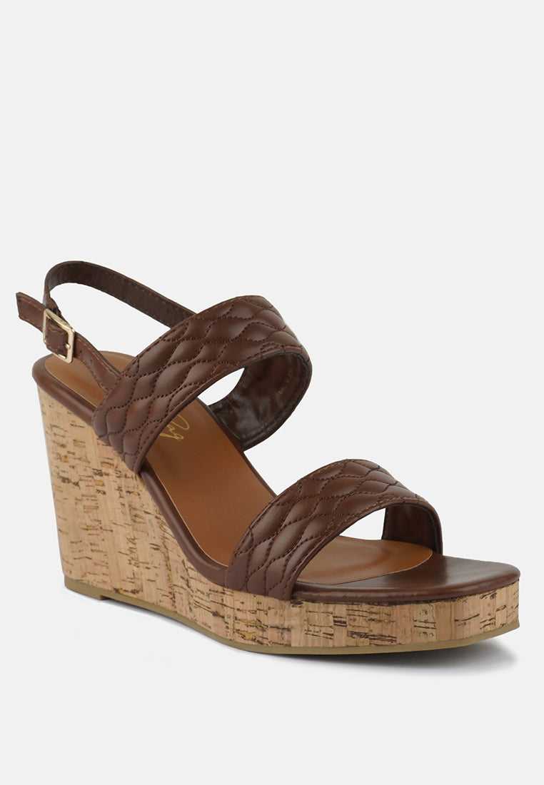 Mohana Quilted High Wedge Heel Sandals - Tigbul's Variety Fashion Shop