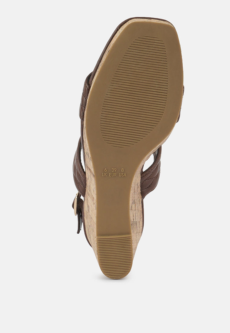 Mohana Quilted High Wedge Heel Sandals - Tigbul's Variety Fashion Shop