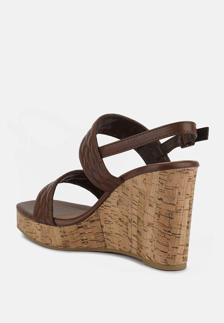 Mohana Quilted High Wedge Heel Sandals - Tigbul's Variety Fashion Shop