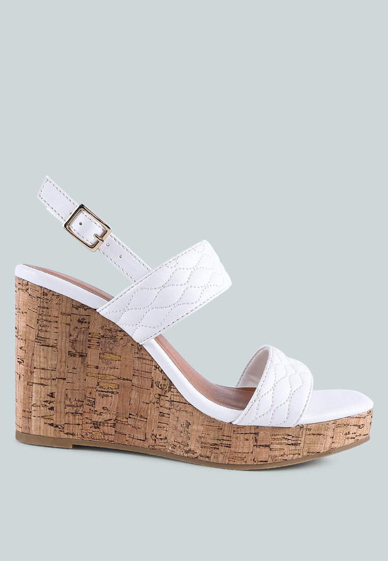 Mohana Quilted High Wedge Heel Sandals - Tigbul's Variety Fashion Shop