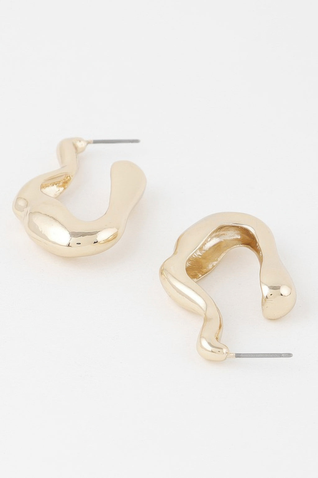 Molten Hoop Earrings, gold-tone abstract chunky hoop with open center