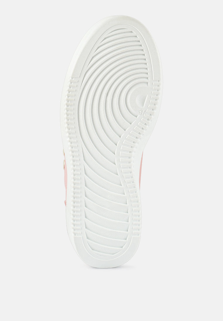 Monigue Faux Leather Cross Stitch Detail Sneakers - Tigbul's Variety Fashion Shop