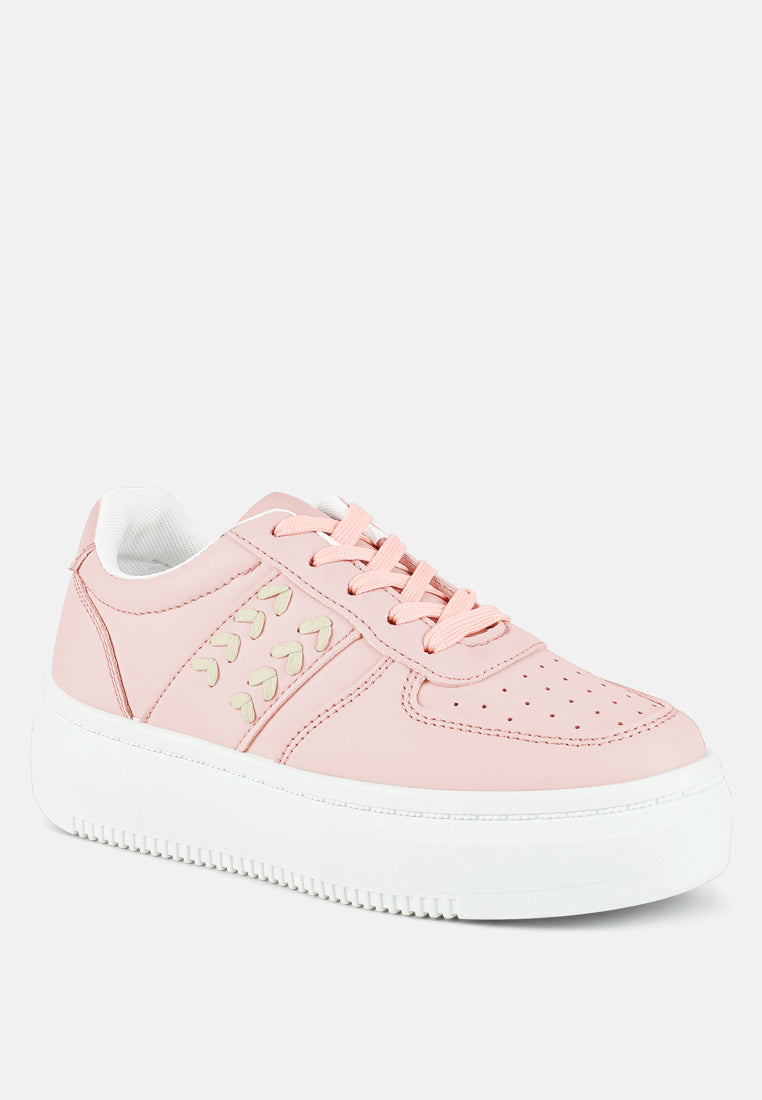 Monigue Faux Leather Cross Stitch Detail Sneakers - Tigbul's Variety Fashion Shop