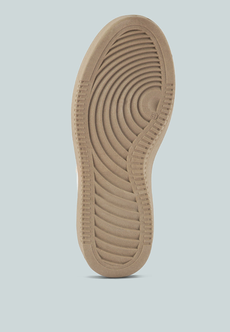 Monigue Faux Leather Cross Stitch Detail Sneakers - Tigbul's Variety Fashion Shop
