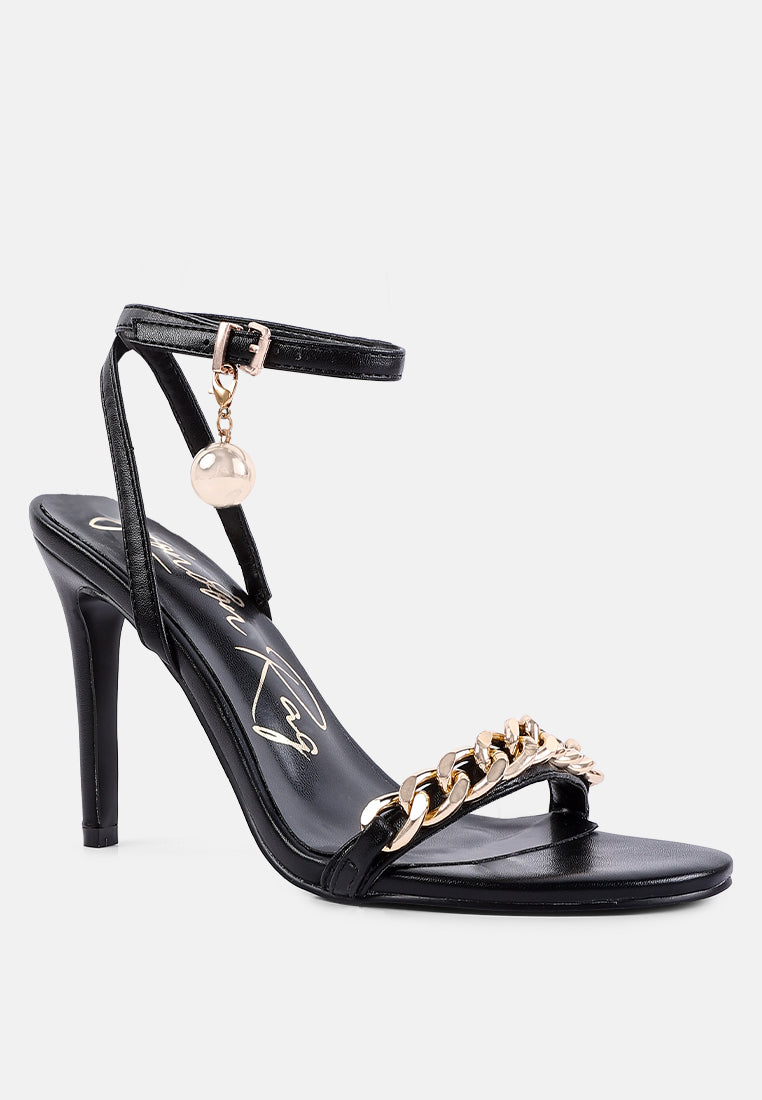 Mooning Metal Chain Strap Stiletto Sandals - Tigbul's Variety Fashion Shop