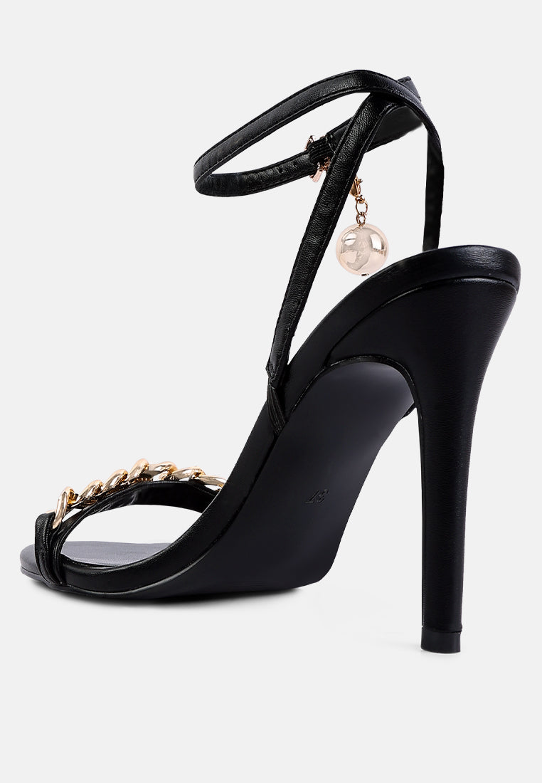 Mooning Metal Chain Strap Stiletto Sandals - Tigbul's Variety Fashion Shop