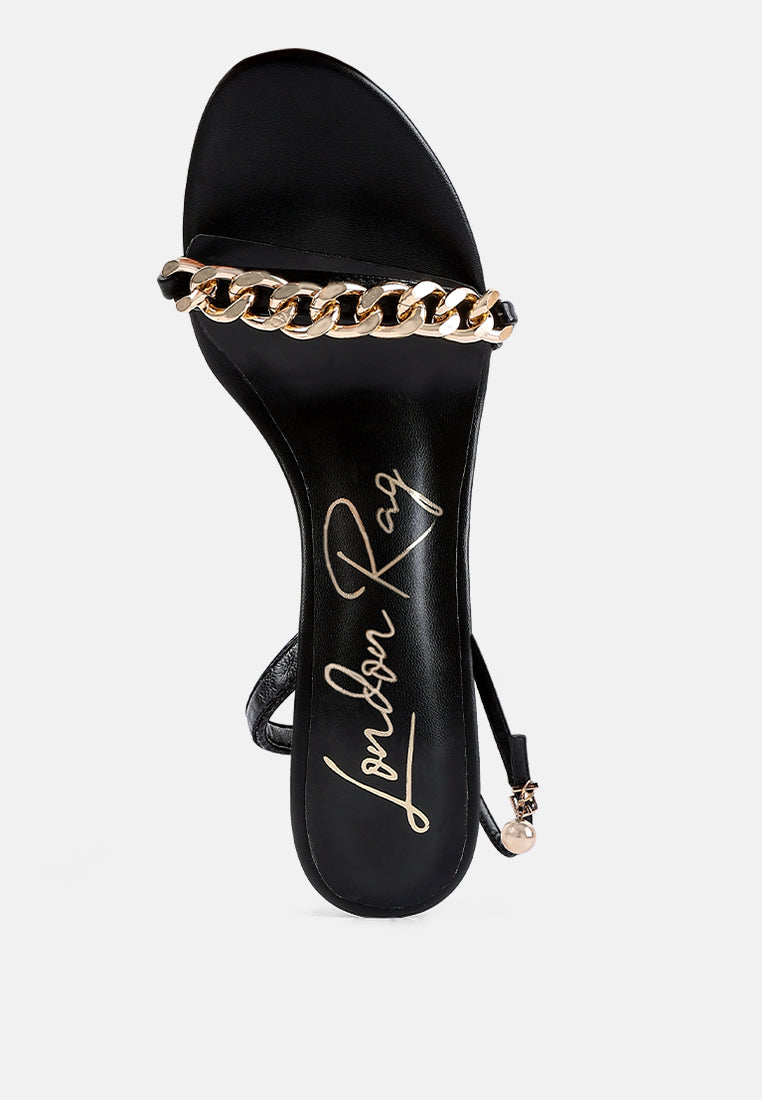 Mooning Metal Chain Strap Stiletto Sandals - Tigbul's Variety Fashion Shop