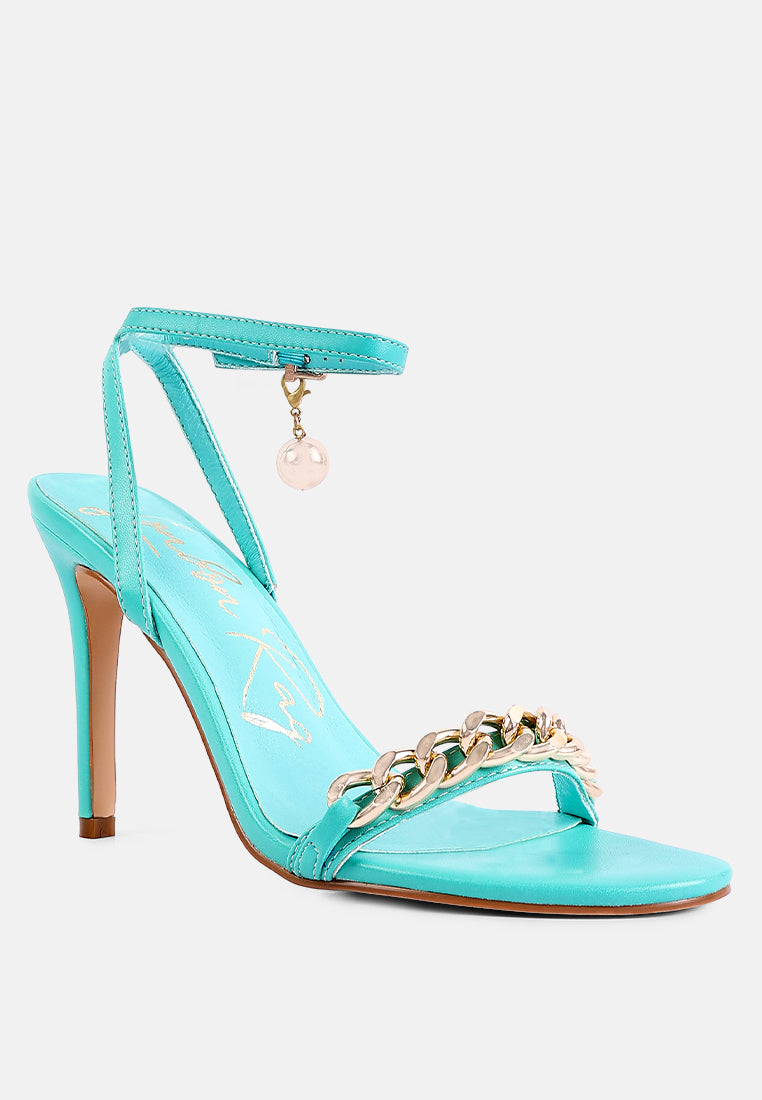 Mooning Metal Chain Strap Stiletto Sandals - Tigbul's Variety Fashion Shop