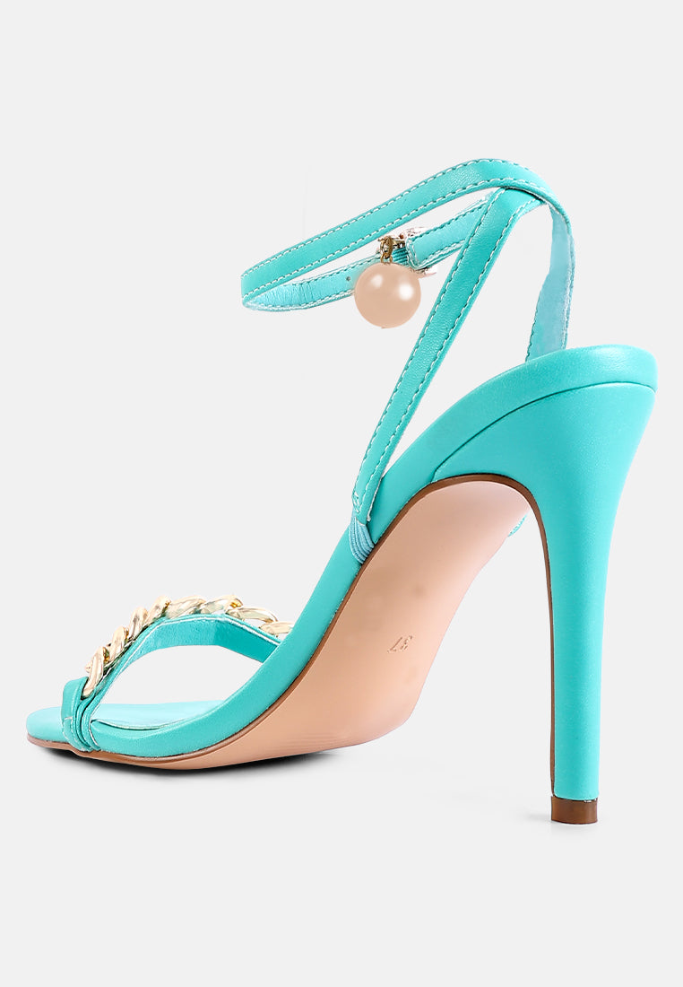 Mooning Metal Chain Strap Stiletto Sandals - Tigbul's Variety Fashion Shop