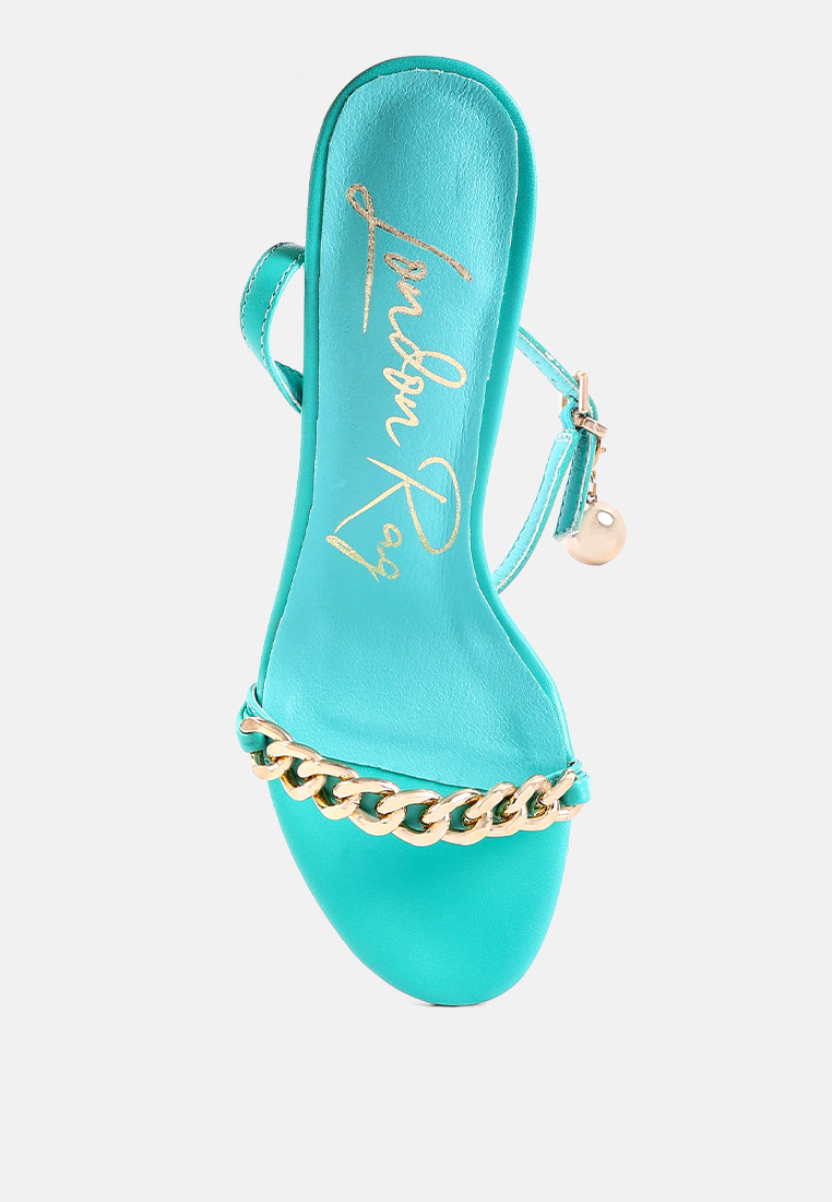 Mooning Metal Chain Strap Stiletto Sandals - Tigbul's Variety Fashion Shop
