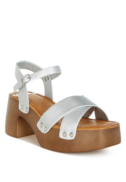 Morasa Metallic Pleather Clog Sandals - Tigbul's Variety Fashion Shop