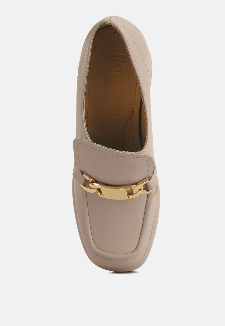 Morgan Metallic Embellishment Leather Platform Loafers - Tigbul's Variety Fashion Shop