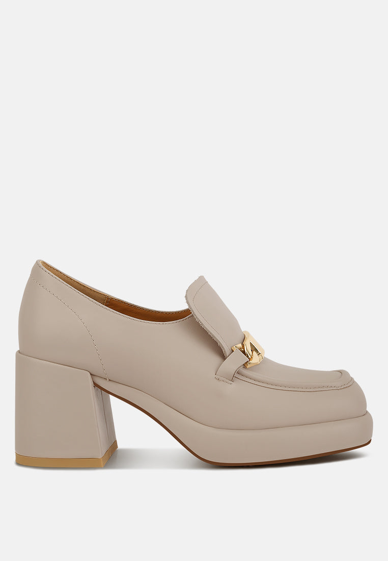 Morgan Metallic Embellishment Leather Platform Loafers - Tigbul's Variety Fashion Shop