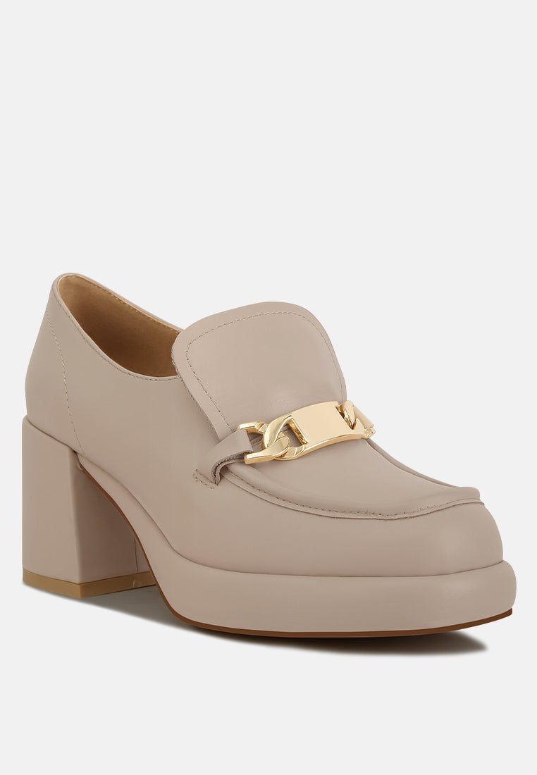 Morgan Metallic Embellishment Leather Platform Loafers - Tigbul's Variety Fashion Shop