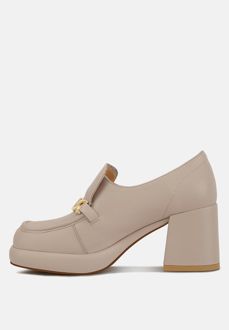 Morgan Metallic Embellishment Leather Platform Loafers - Tigbul's Variety Fashion Shop