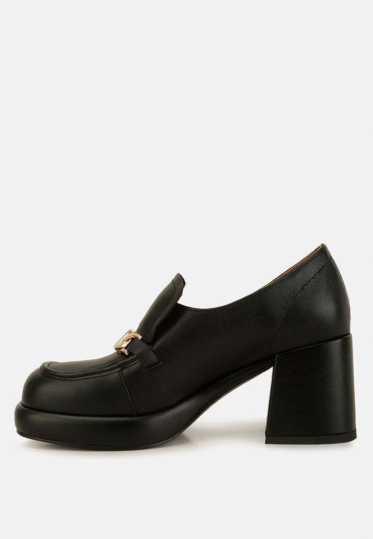 Morgan Metallic Embellishment Leather Platform Loafers - Tigbul's Variety Fashion Shop