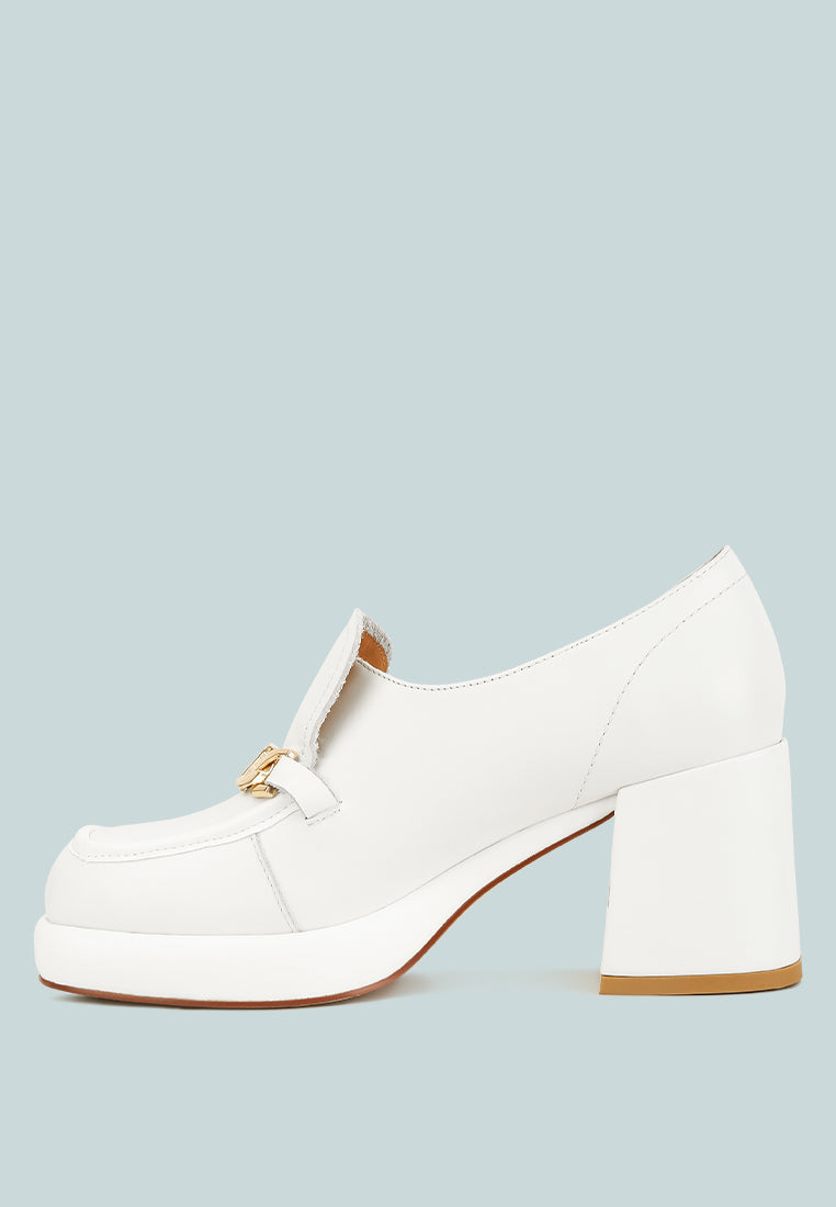 Morgan Metallic Embellishment Leather Platform Loafers - Tigbul's Variety Fashion Shop