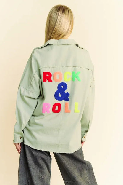Multi Color Rock & Roll Fringed Hem Loose Fit Shacket - Tigbul's Variety Fashion Shop