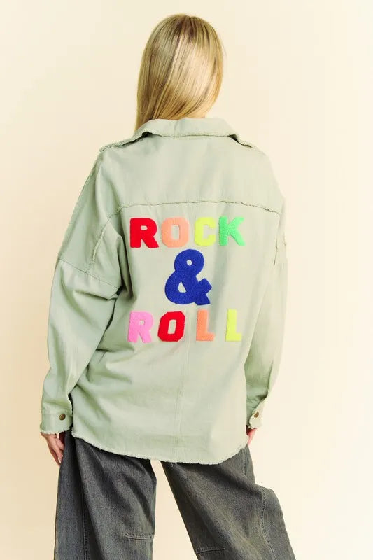 Multi Color Rock & Roll Fringed Hem Loose Fit Shacket - Tigbul's Variety Fashion Shop