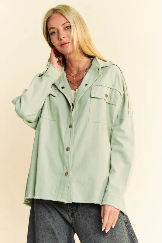 Multi Color Rock & Roll Fringed Hem Loose Fit Shacket - Tigbul's Variety Fashion Shop