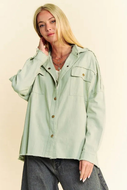 Multi Color Rock & Roll Fringed Hem Loose Fit Shacket - Tigbul's Variety Fashion Shop