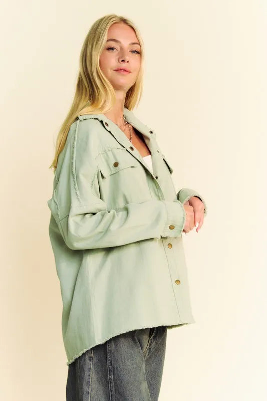 Multi Color Rock & Roll Fringed Hem Loose Fit Shacket - Tigbul's Variety Fashion Shop