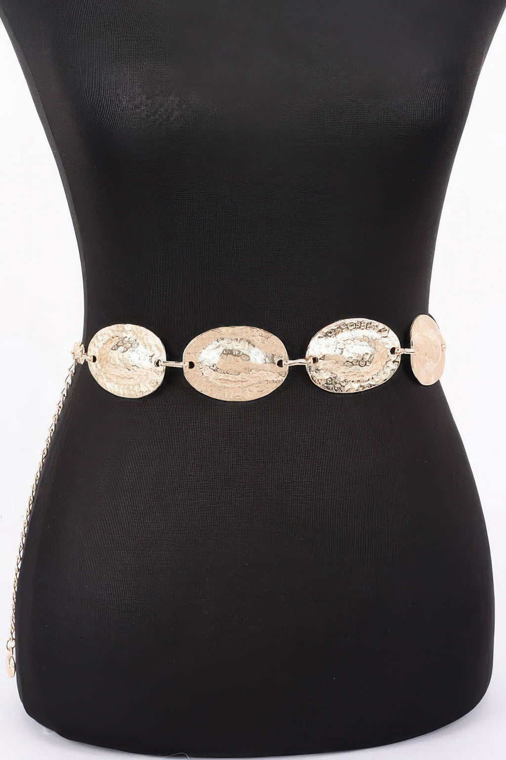 Silberner Multi Metal Chain Belt mit ovalen Plaketten vorn