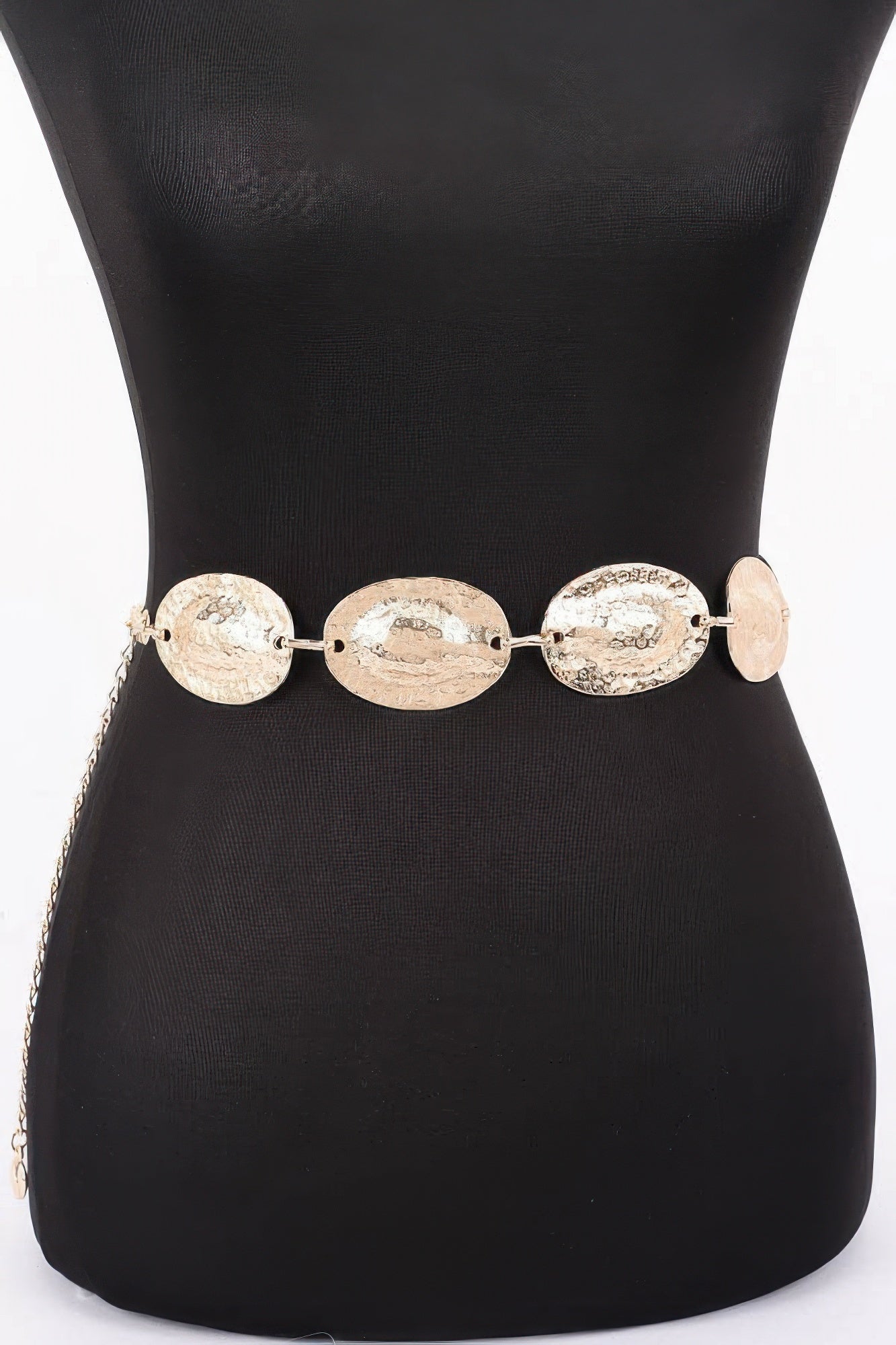Silberner Multi Metal Chain Belt mit ovalen Plaketten vorn