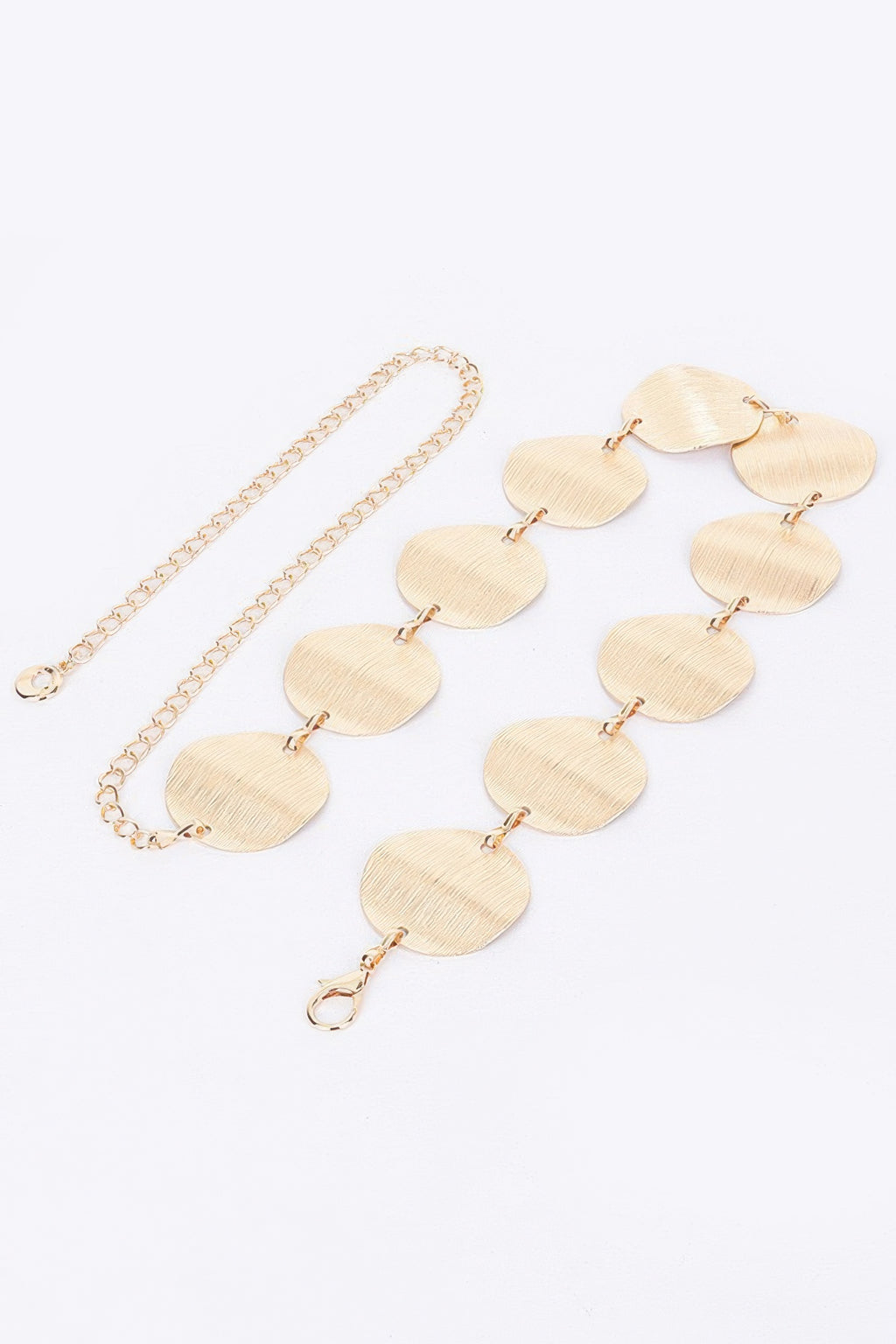 Gold multi metal chain belt set: long chain with oval disc links and clasp