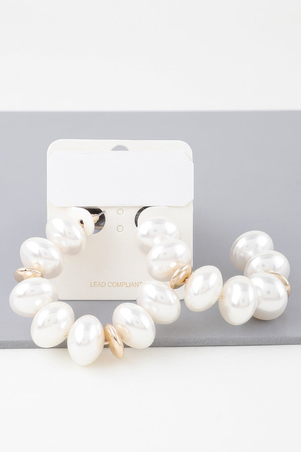 Multi Oval Pearl Hoop Earrings, gold-cream with clustered oval pearls