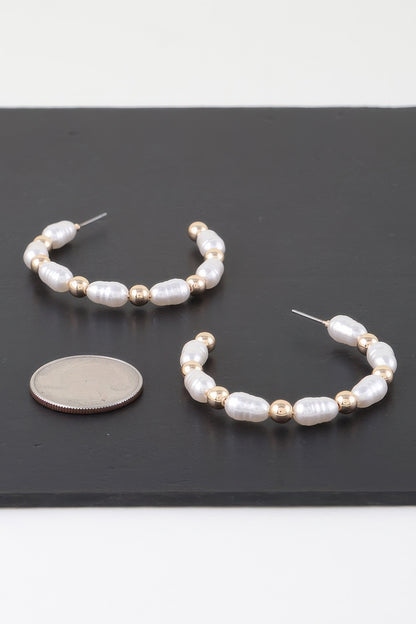 Multi Pearl Beaded Hoop Earrings - Tigbul's Variety Fashion Shop