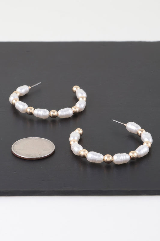 Multi Pearl Beaded Hoop Earrings - Tigbul's Variety Fashion Shop