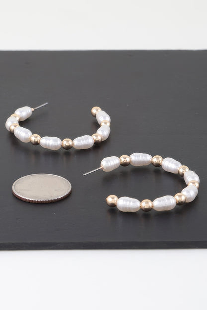 Multi Pearl Beaded Hoop Earrings - Tigbul's Variety Fashion Shop