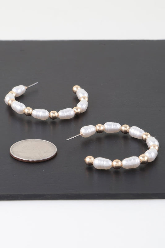 Multi Pearl Beaded Hoop Earrings - Tigbul's Variety Fashion Shop