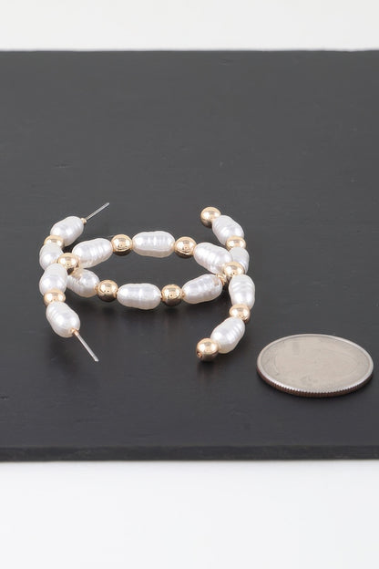 Multi Pearl Beaded Hoop Earrings - Tigbul's Variety Fashion Shop