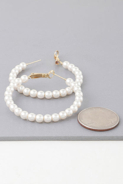 Multi Pearl Hoop Earrings - Tigbul's Variety Fashion Shop