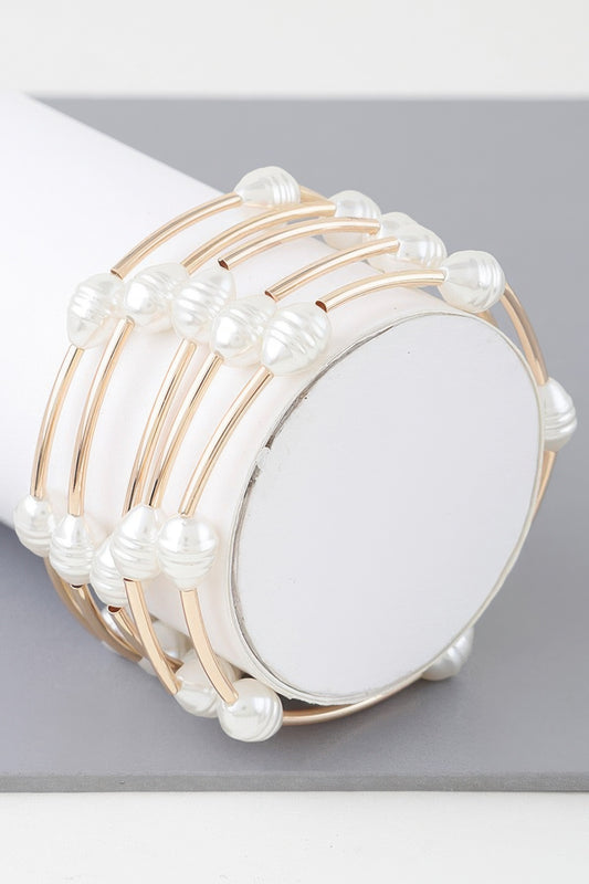 Multi Pearl Shell Tube Bracelet - Tigbul's Variety Fashion Shop