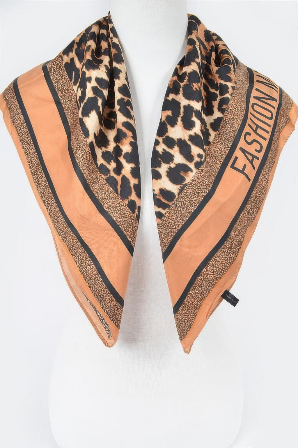 Multi Print bandana camel and black with leopard pattern and FASTISH label detail