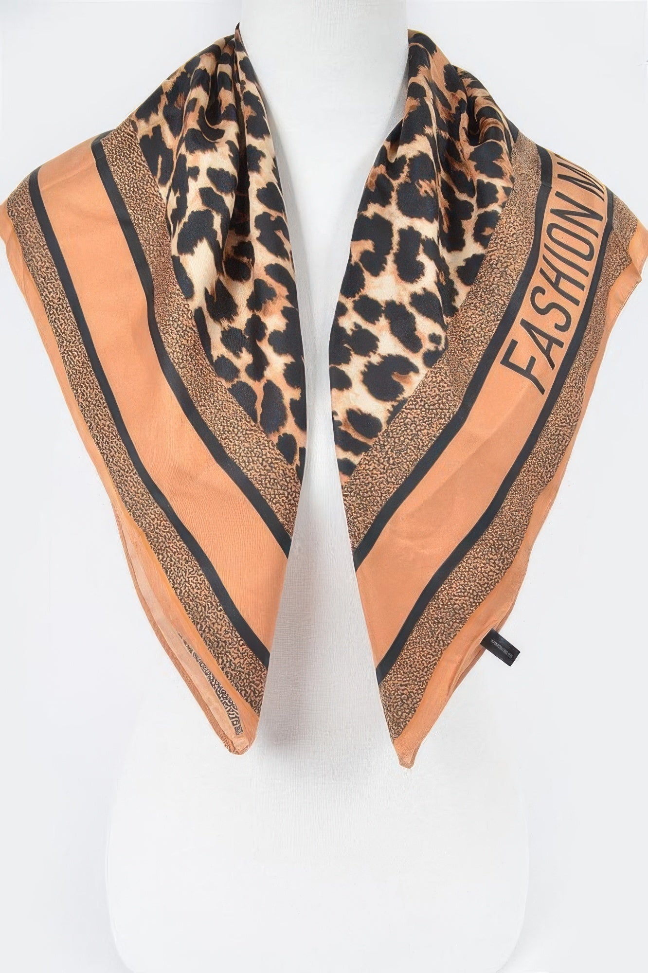 Multi Print bandana camel and black with leopard pattern and FASTISH label detail