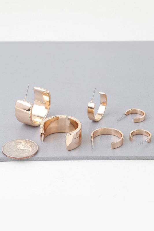 Multi Shiny Modern Hoop Earrings Set - Tigbul's Variety Fashion Shop