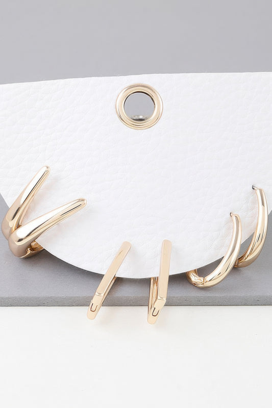 Multi Shiny Modern Hoop Earrings Set - Tigbul's Variety Fashion Shop